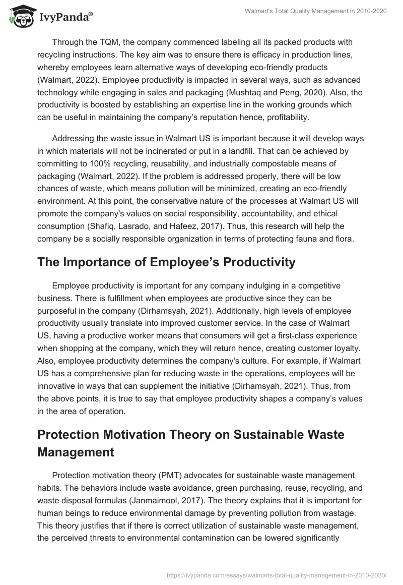 Walmart's Total Quality Management in 2010-2020. Page 3