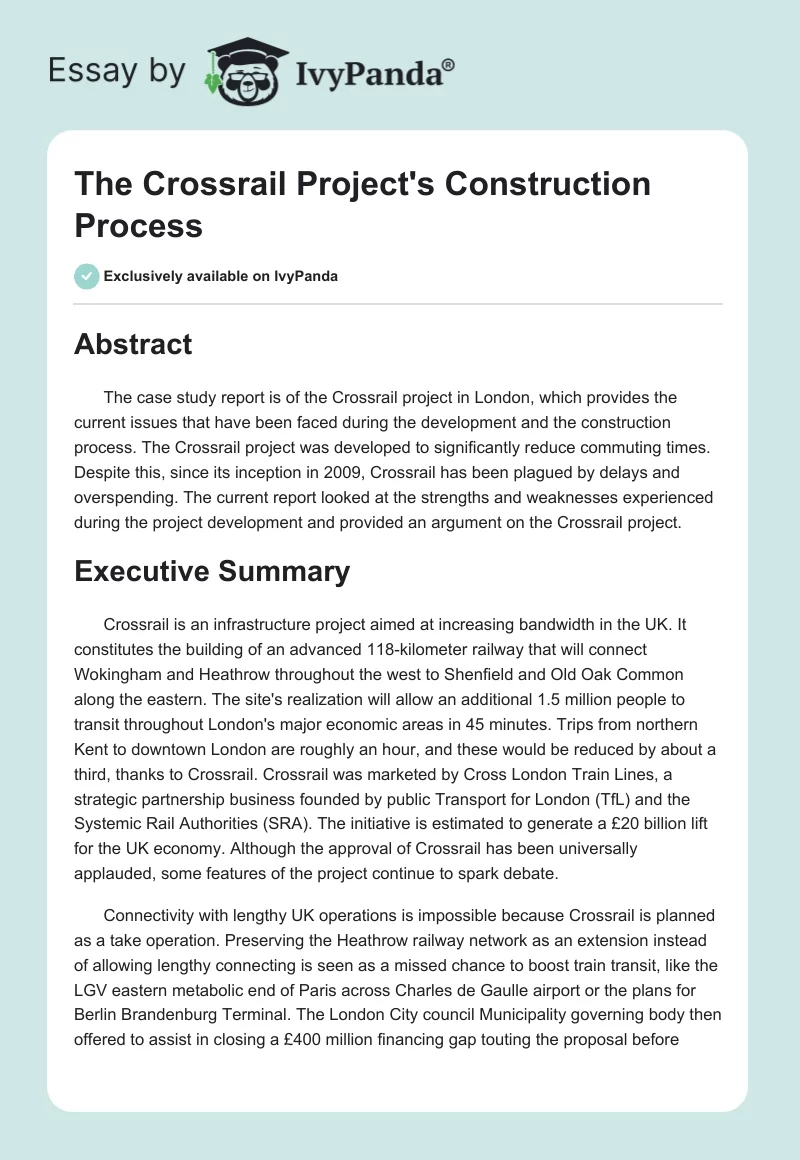 The Crossrail Project's Construction Process. Page 1