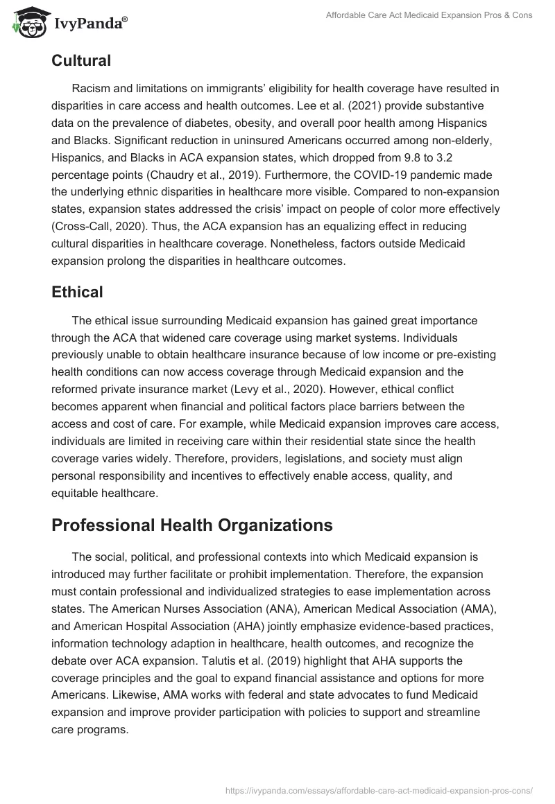 Affordable Care Act Medicaid Expansion Pros & Cons. Page 3