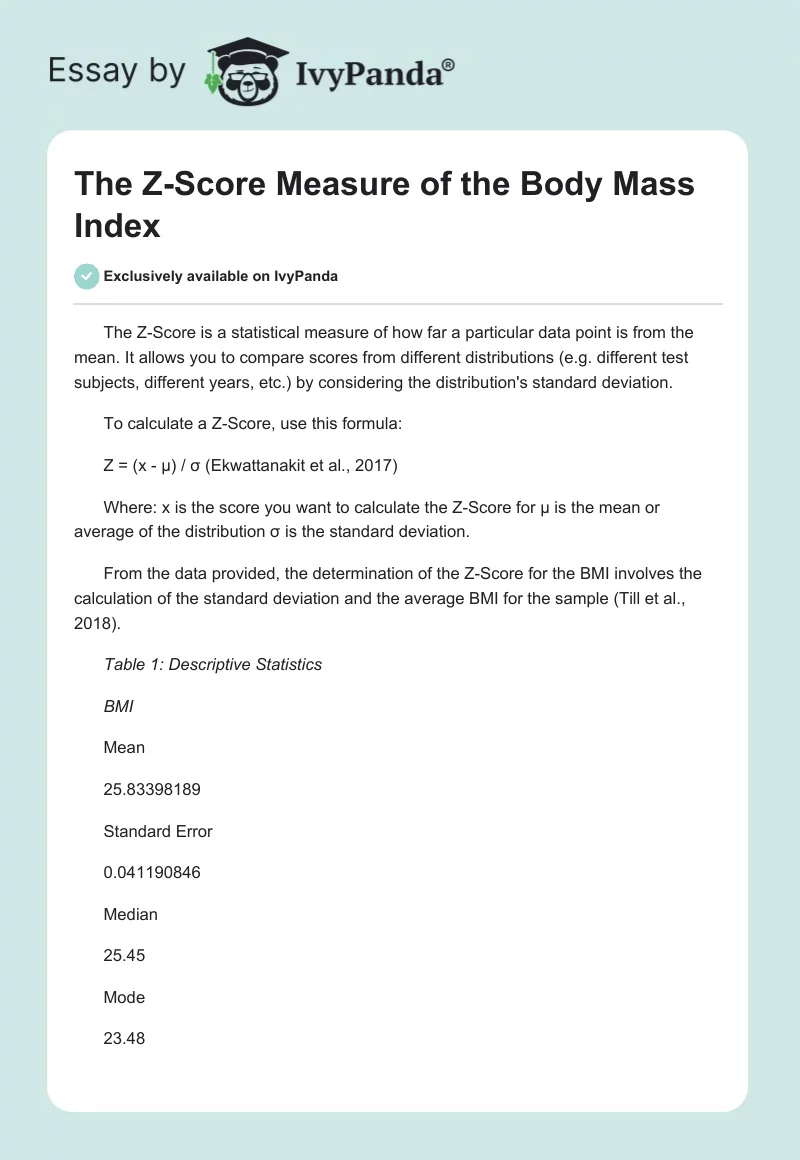 The Z-Score Measure of the Body Mass Index. Page 1