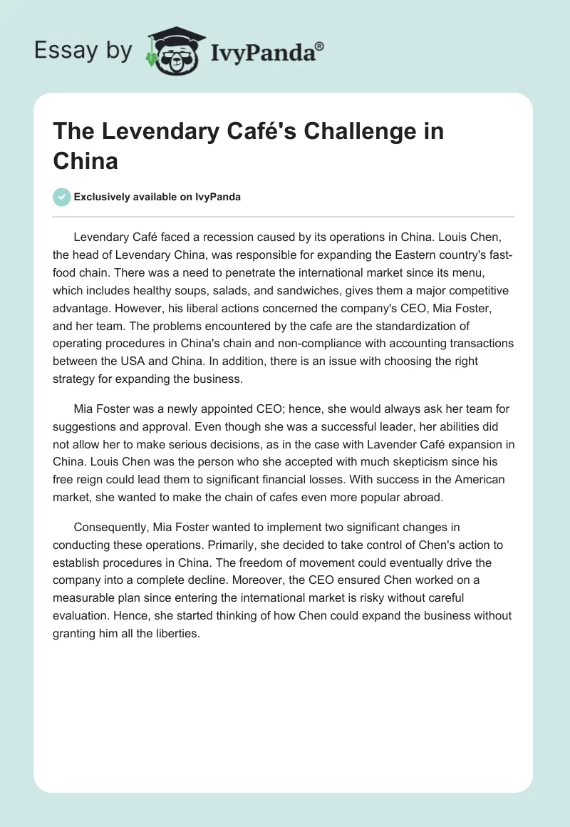The Levendary Café's Challenge in China. Page 1