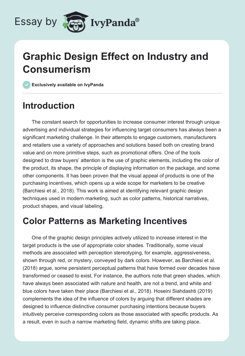 Graphic Design Effect on Industry and Consumerism. Page 1