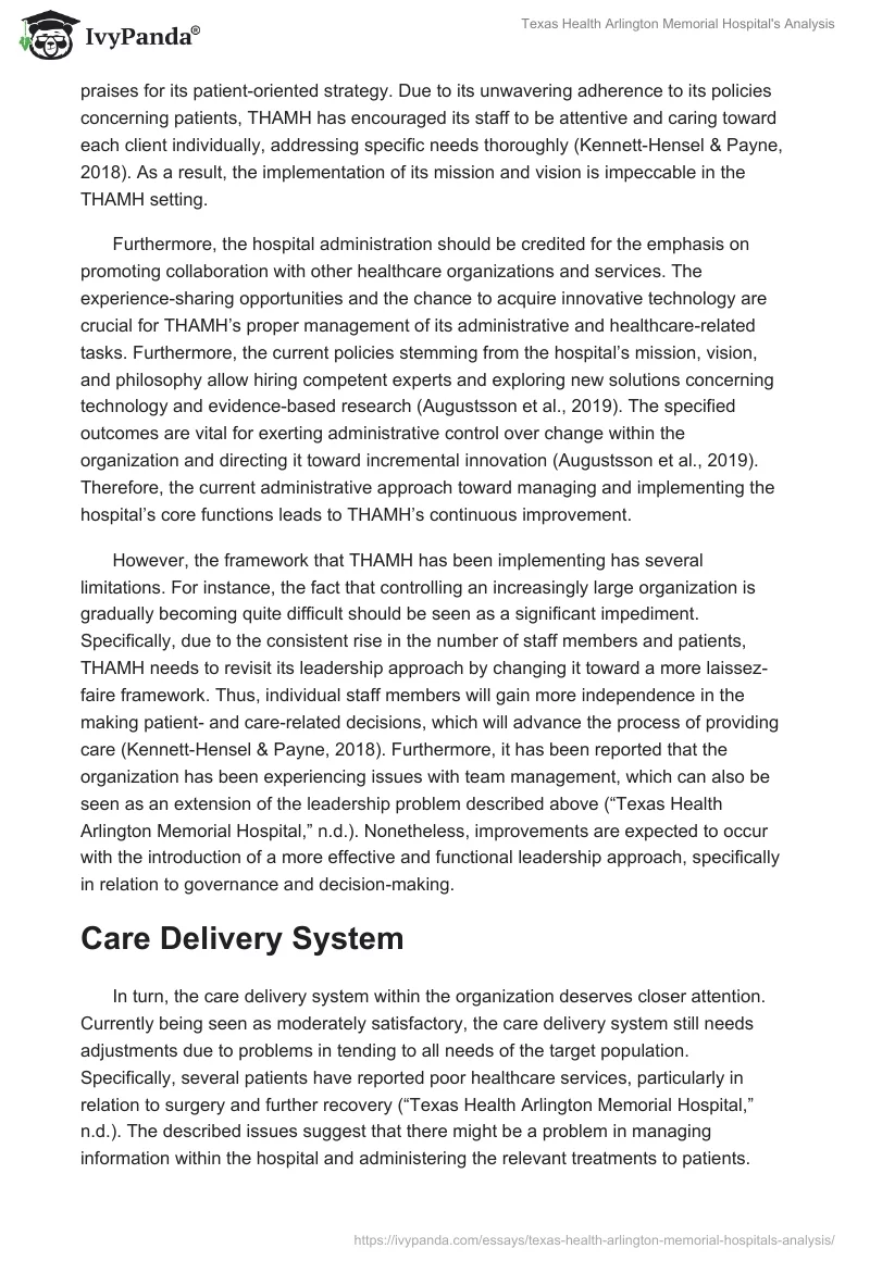 Texas Health Arlington Memorial Hospital's Analysis. Page 3