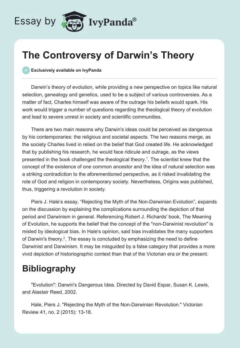 The Controversy of Darwin’s Theory. Page 1