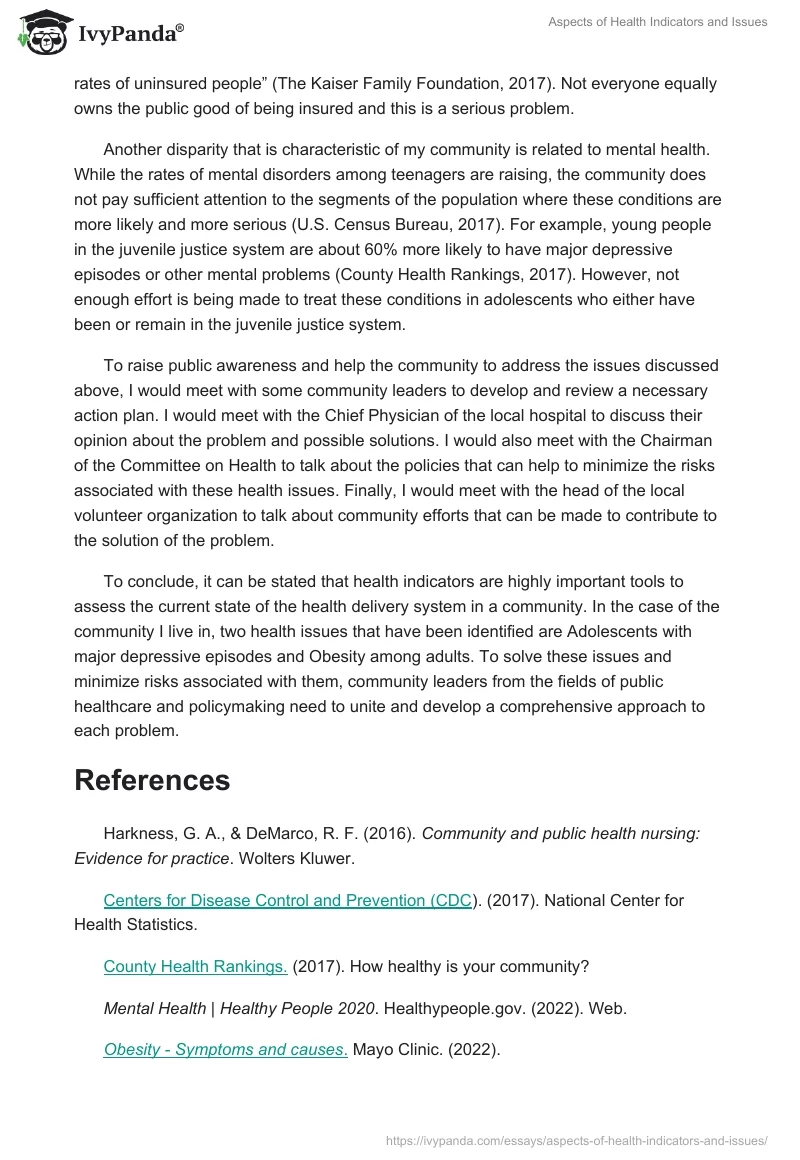 Aspects of Health Indicators and Issues. Page 2