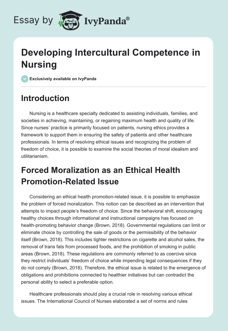 Developing Intercultural Competence in Nursing. Page 1