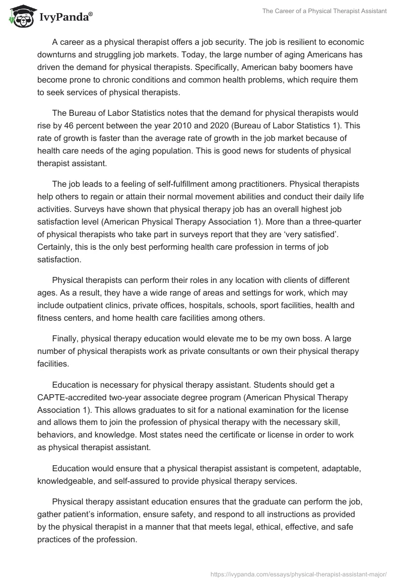 The Career of a Physical Therapist Assistant. Page 2