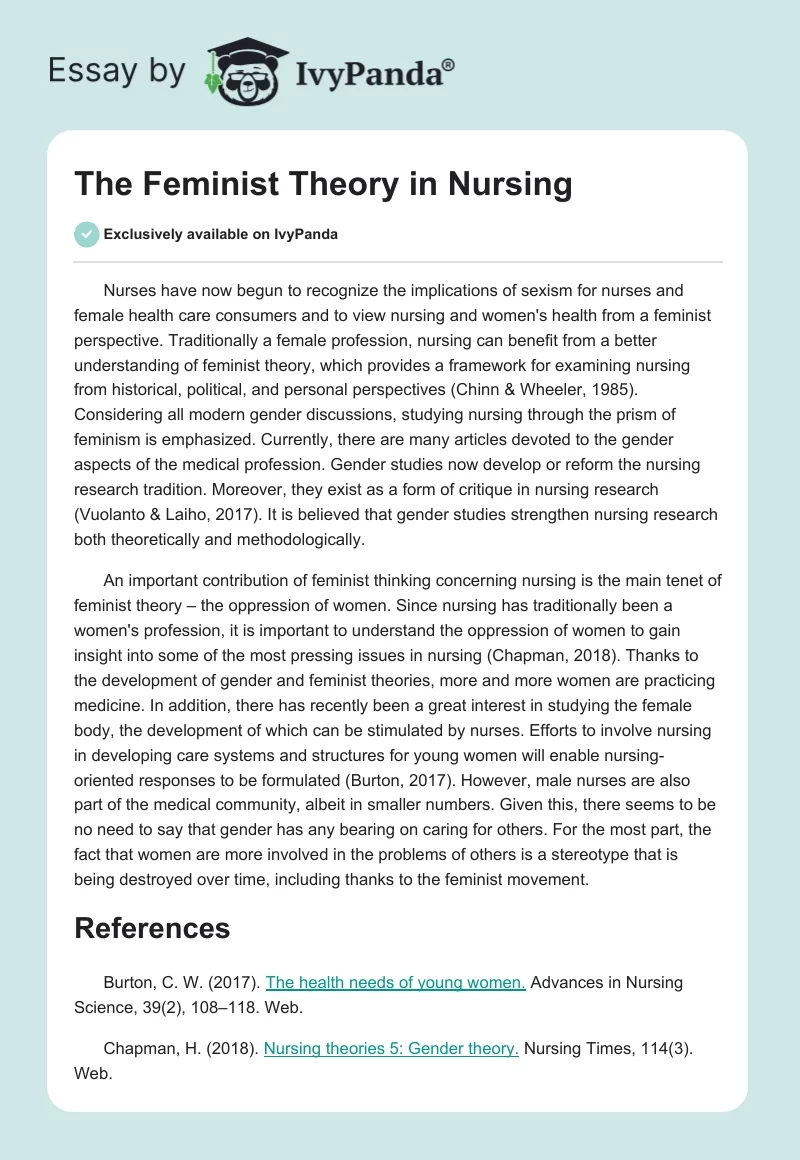 The Feminist Theory in Nursing. Page 1