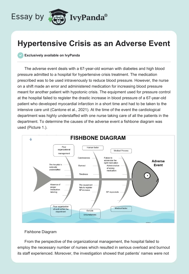 Hypertensive Crisis as an Adverse Event. Page 1