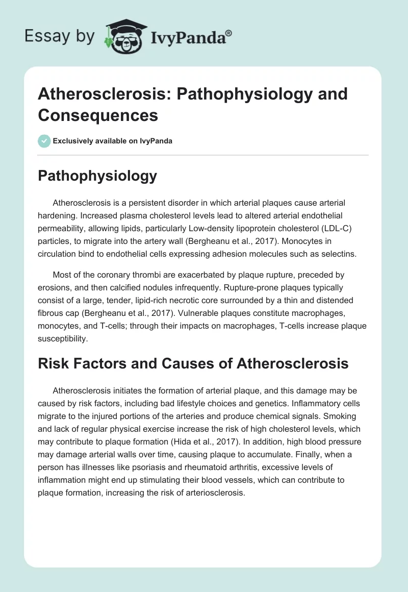 Atherosclerosis: Pathophysiology and Consequences. Page 1