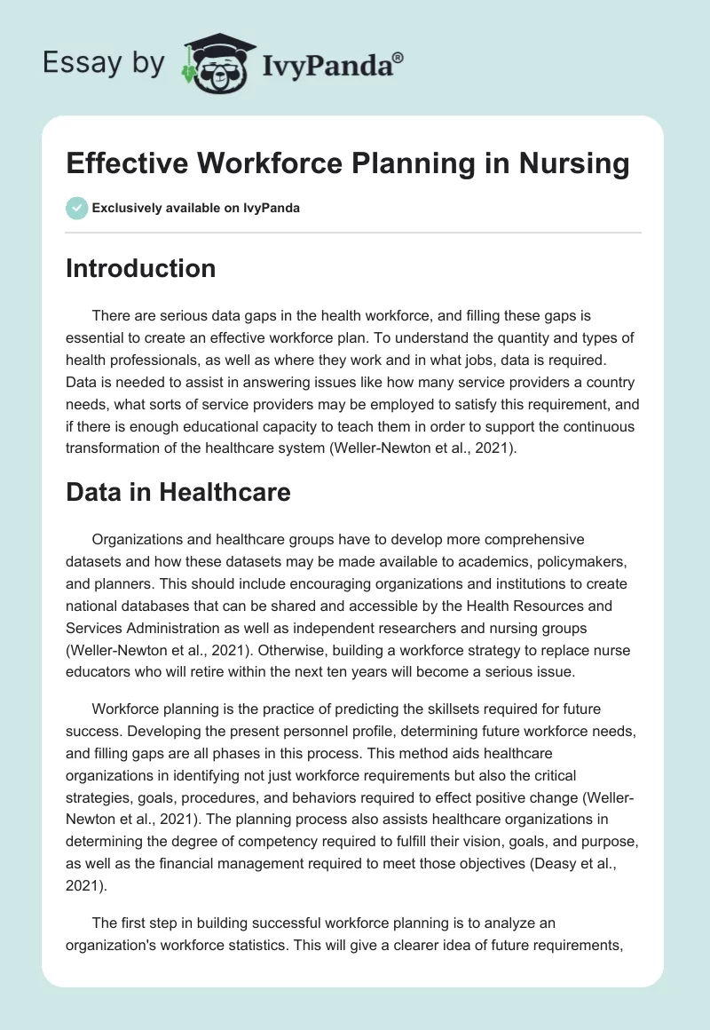 Effective Workforce Planning in Nursing. Page 1