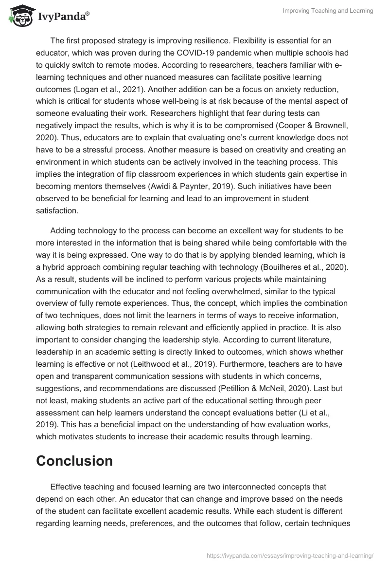 Improving Teaching and Learning. Page 2