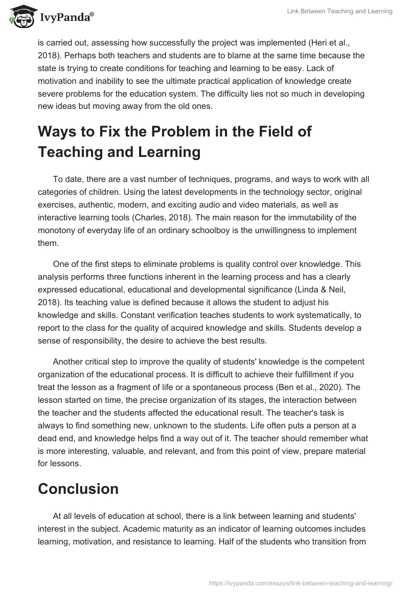 Link Between Teaching and Learning. Page 2