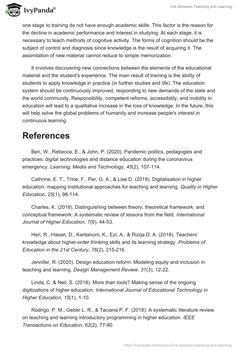 Link Between Teaching and Learning. Page 3