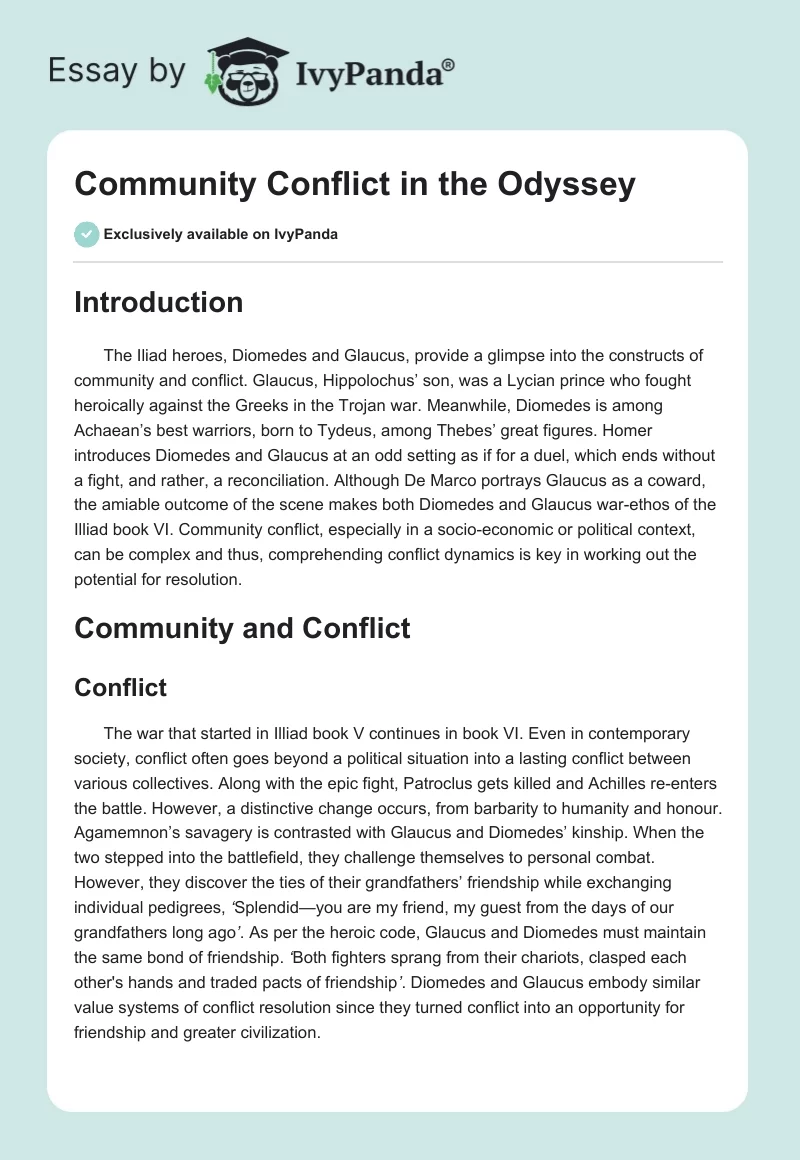 Community Conflict in The Odyssey. Page 1