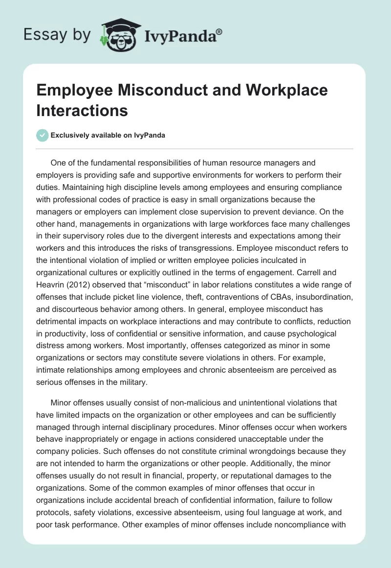 Employee Misconduct and Workplace Interactions. Page 1