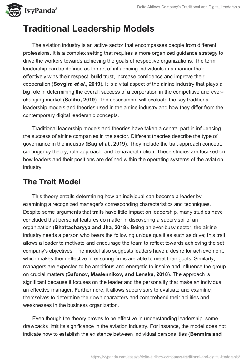 Delta Airlines Company's Traditional and Digital Leadership. Page 4