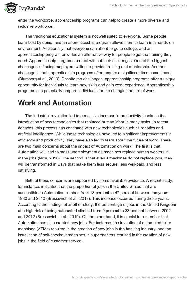 Technology Effect on the Disappearance of Specific Jobs. Page 3