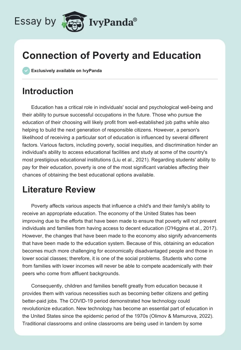 Connection of Poverty and Education. Page 1