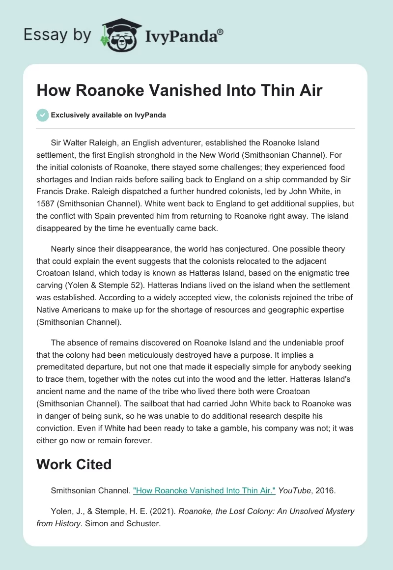 How Roanoke Vanished Into Thin Air. Page 1