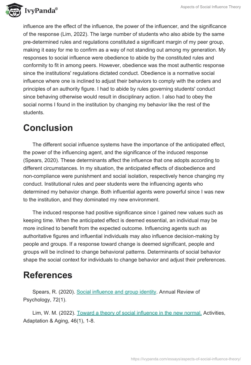 Aspects of Social Influence Theory. Page 2