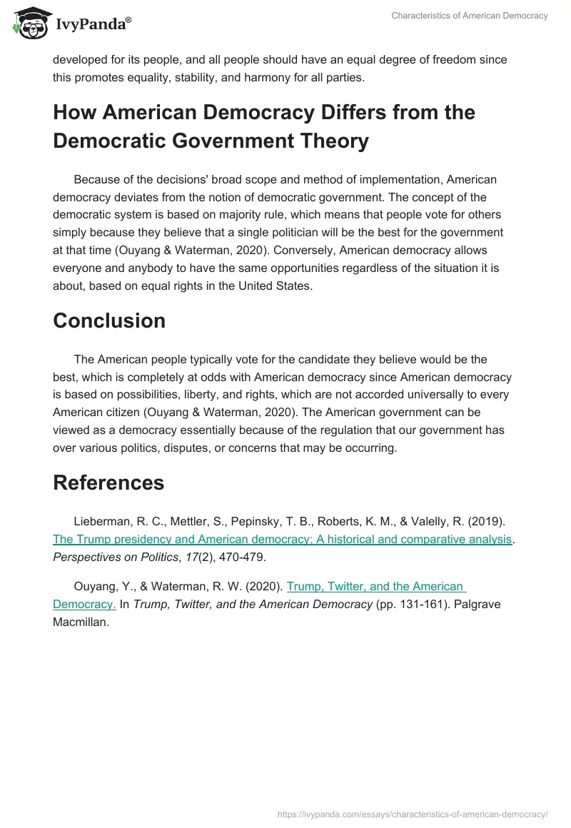 Characteristics of American Democracy. Page 2