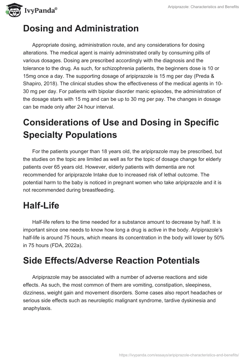 Aripiprazole: Characteristics and Benefits. Page 3