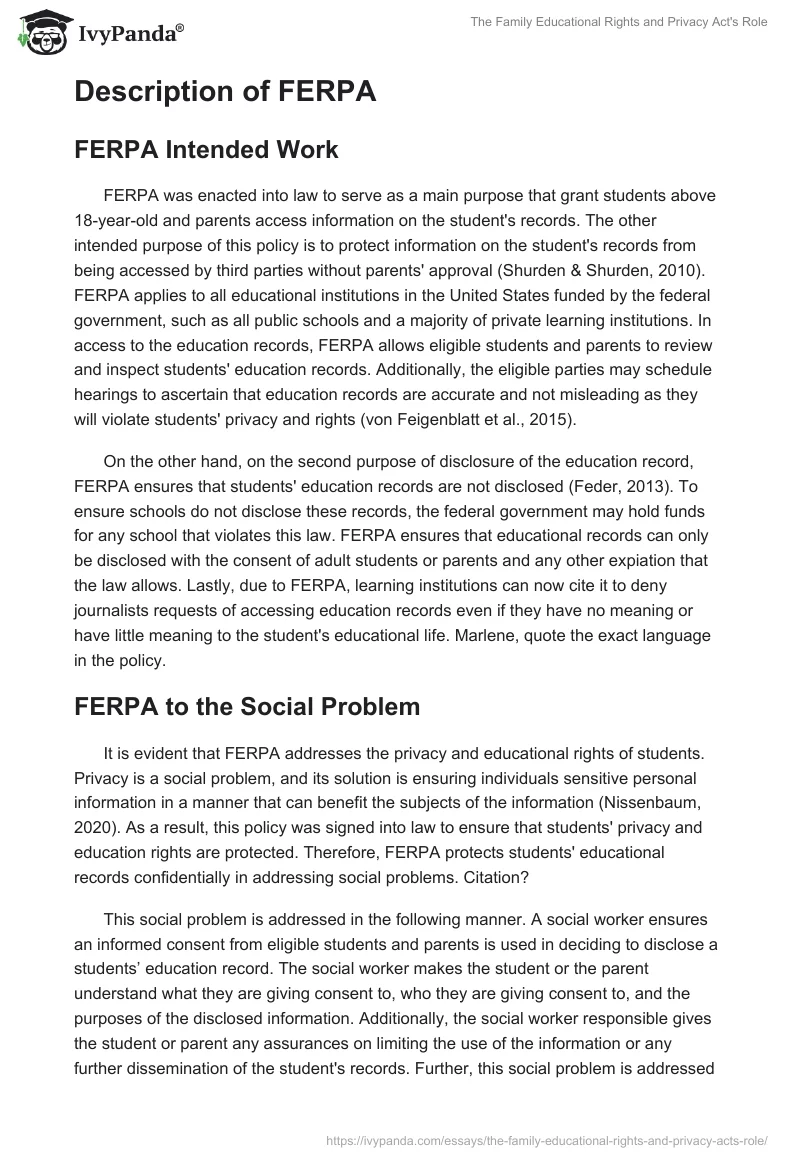 The Family Educational Rights and Privacy Act's Role. Page 3