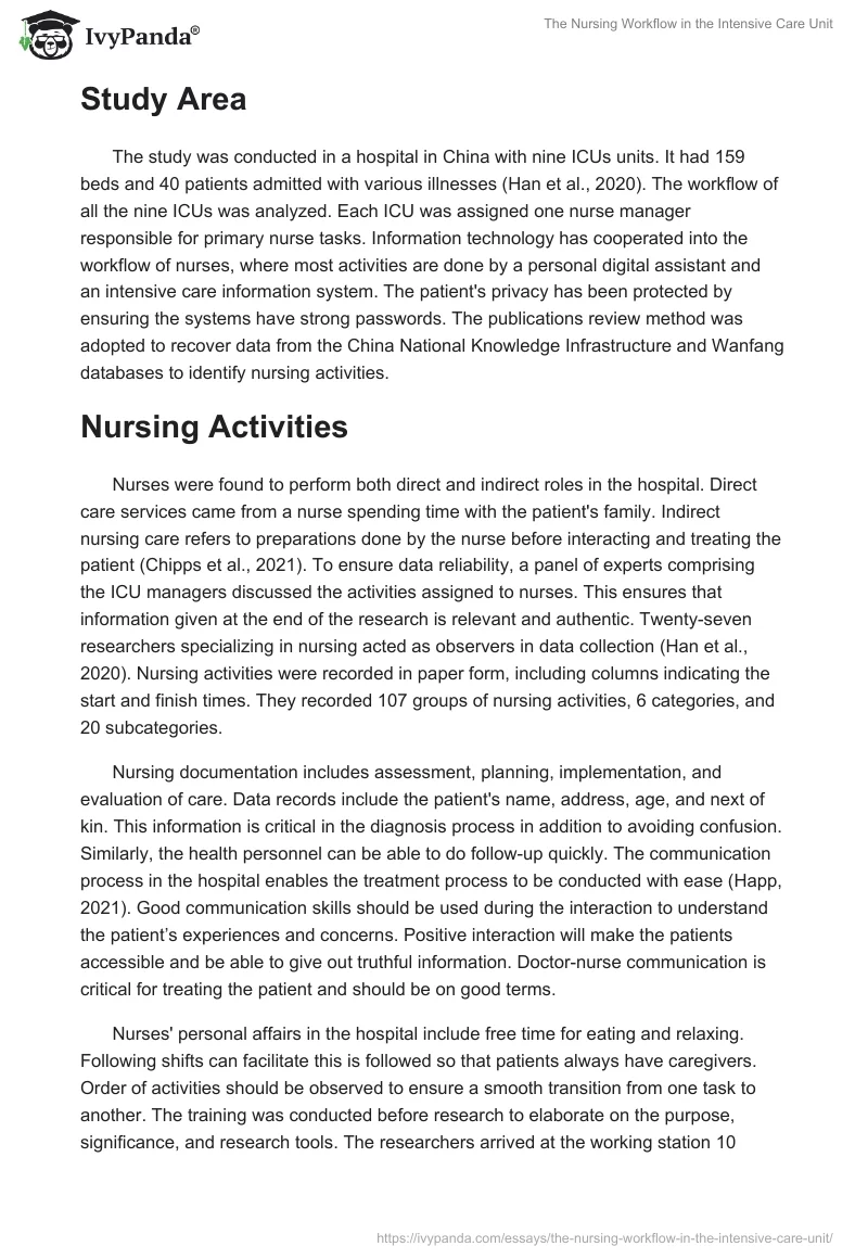 The Nursing Workflow in the Intensive Care Unit. Page 2
