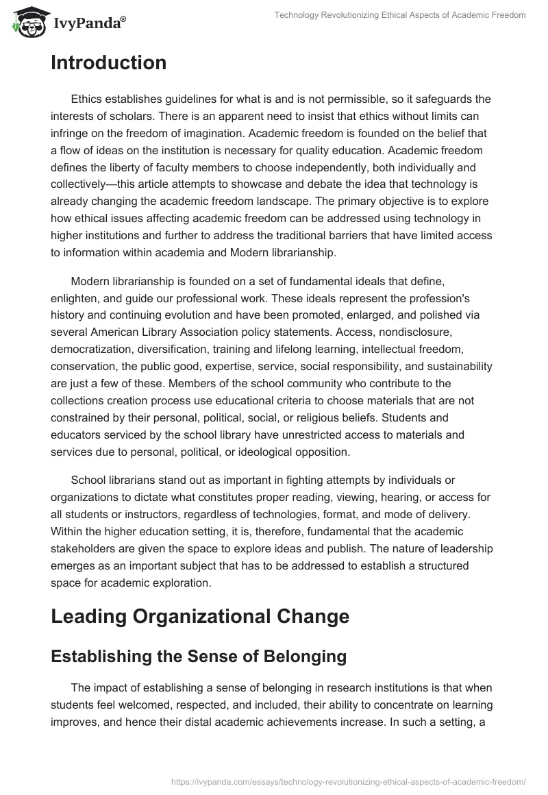 Technology Revolutionizing Ethical Aspects of Academic Freedom. Page 2