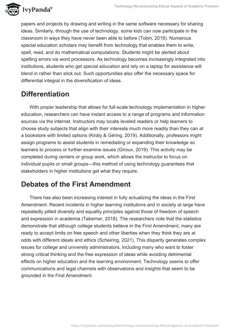 Technology Revolutionizing Ethical Aspects of Academic Freedom. Page 5
