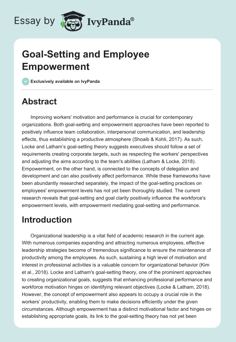 Goal-Setting and Employee Empowerment. Page 1