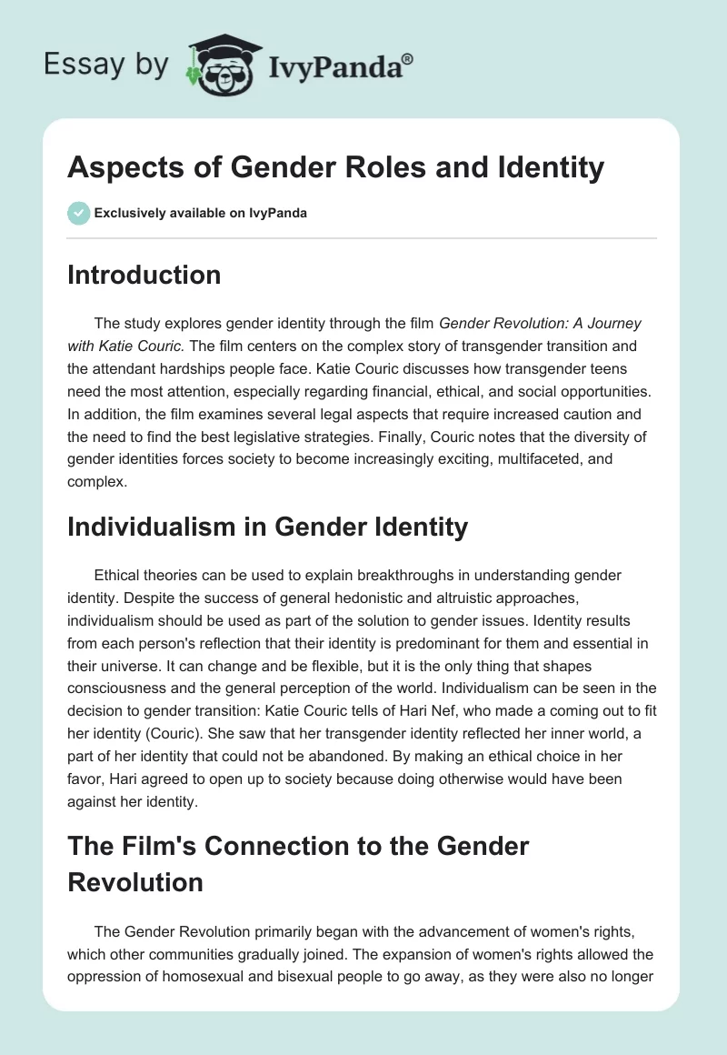 Aspects of Gender Roles and Identity. Page 1