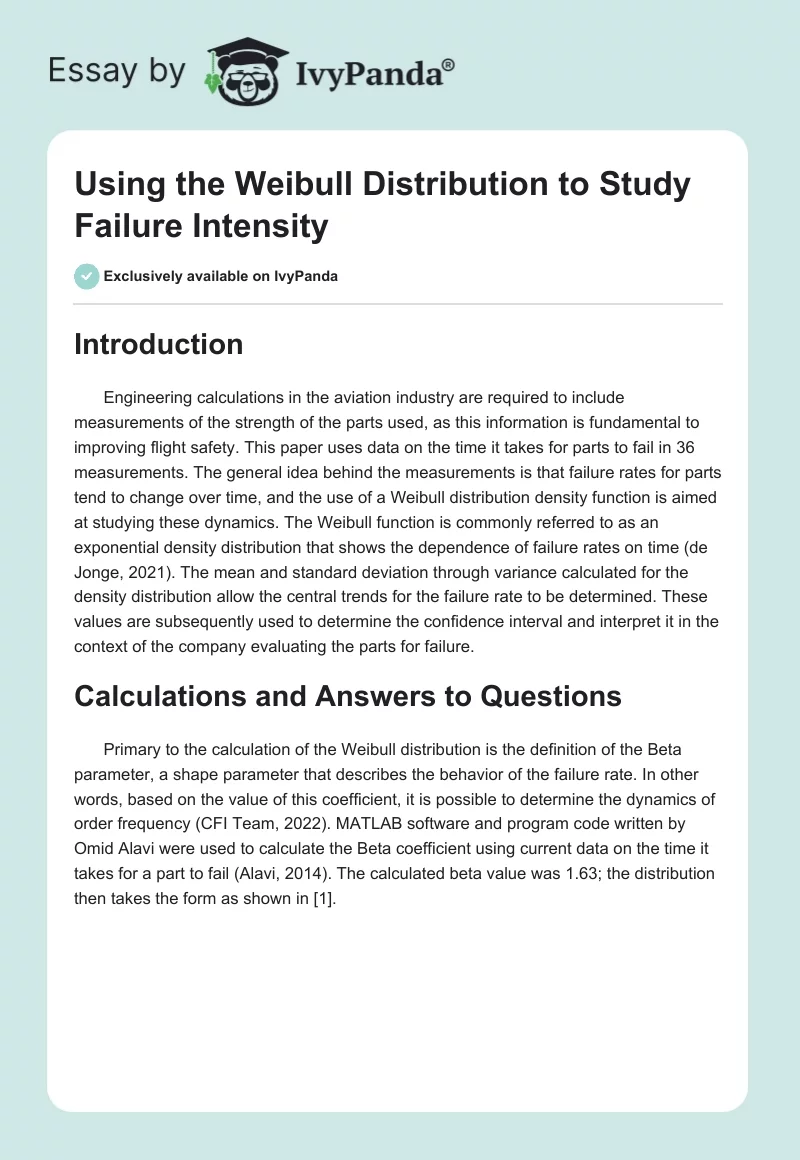 Using the Weibull Distribution to Study Failure Intensity. Page 1