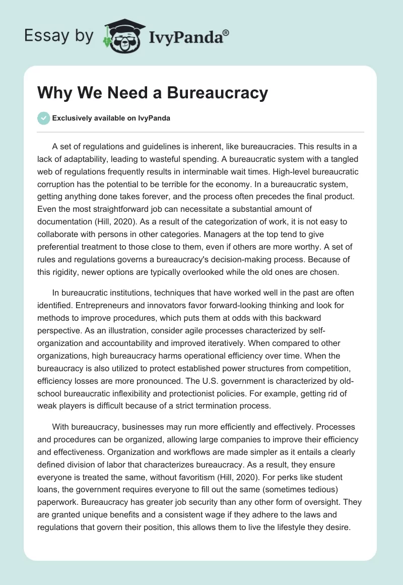 Why We Need a Bureaucracy. Page 1
