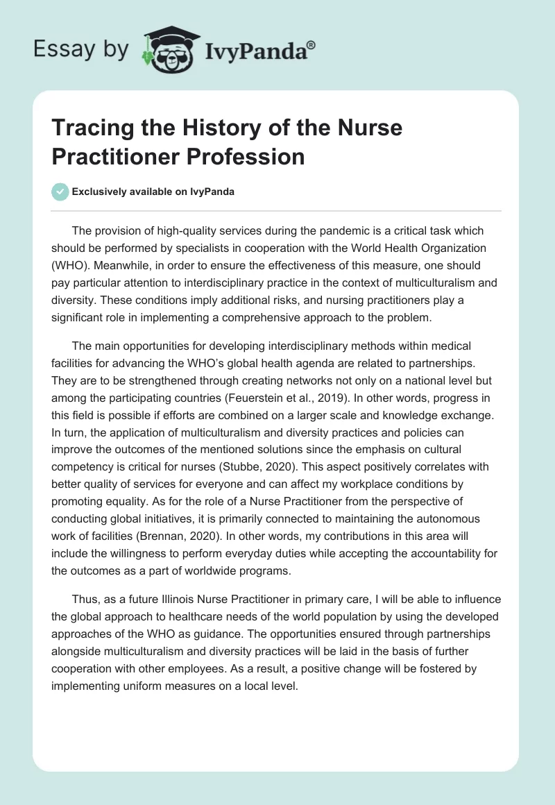 Tracing the History of the Nurse Practitioner Profession. Page 1