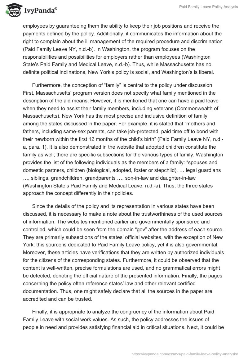 Paid Family Leave Policy Analysis. Page 2