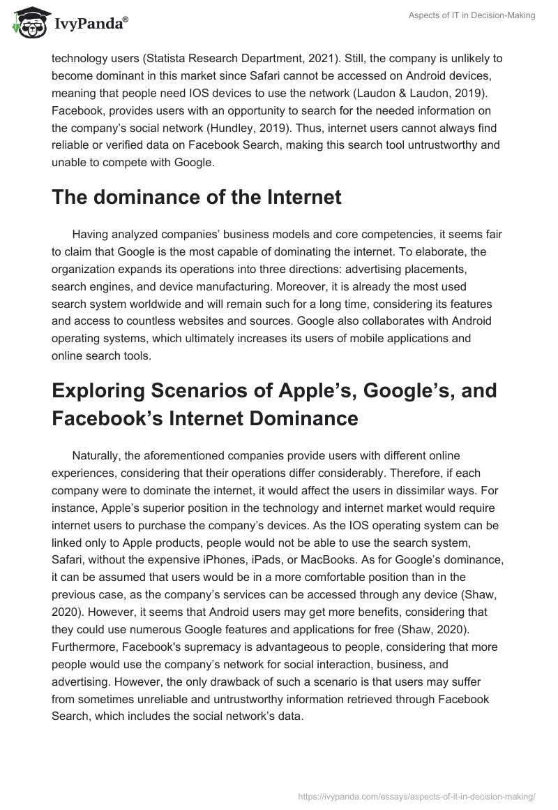 Aspects of IT in Decision-Making. Page 3