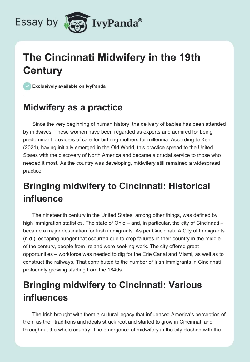 The Cincinnati Midwifery in the 19th Century. Page 1