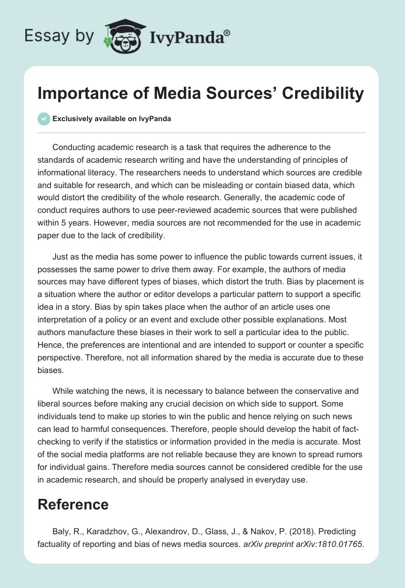 Importance of Media Sources’ Credibility. Page 1