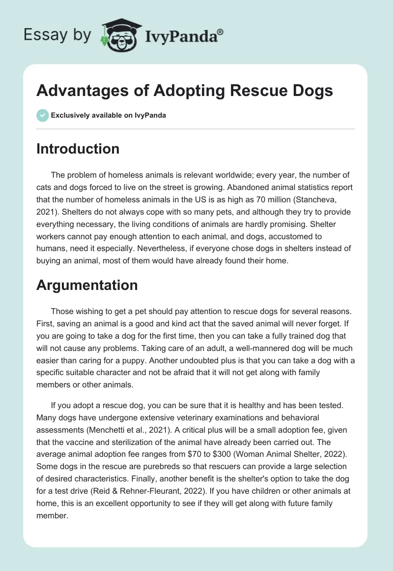 Advantages of Adopting Rescue Dogs. Page 1