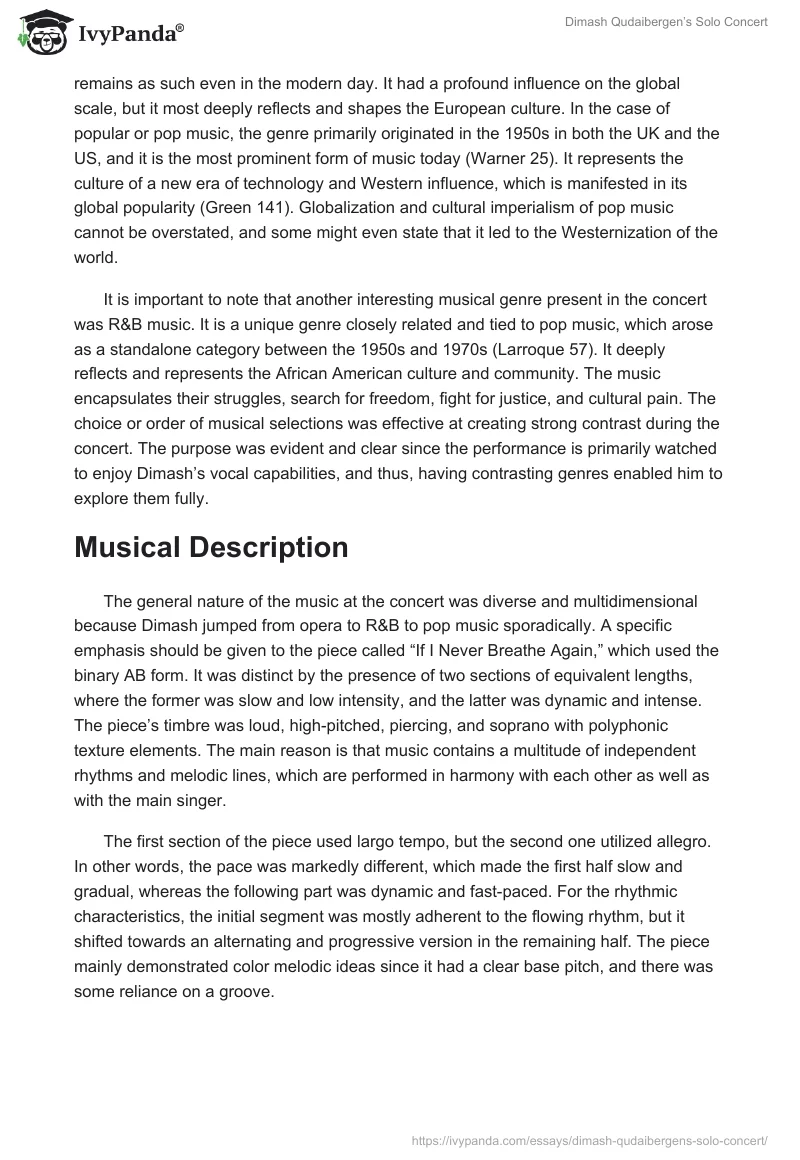 Dimash Qudaibergen's Solo Concert - 1017 Words | Research Paper Example