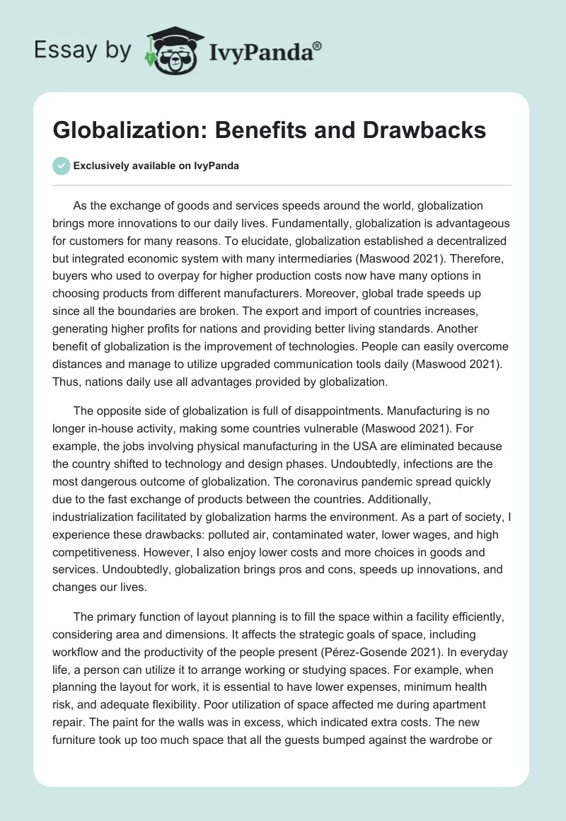 Globalization: Benefits and Drawbacks. Page 1