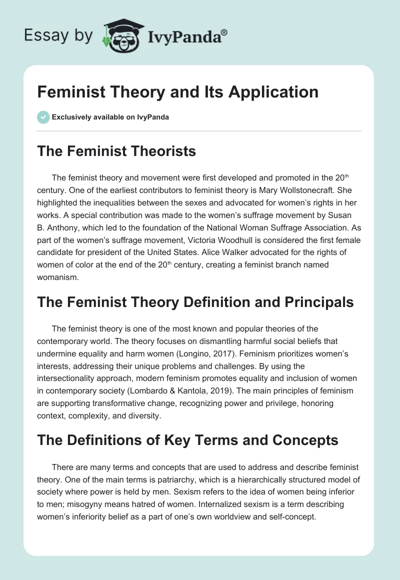 Feminist Theory and Its Application. Page 1
