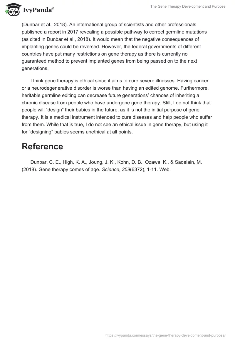 The Gene Therapy Development and Purpose. Page 2