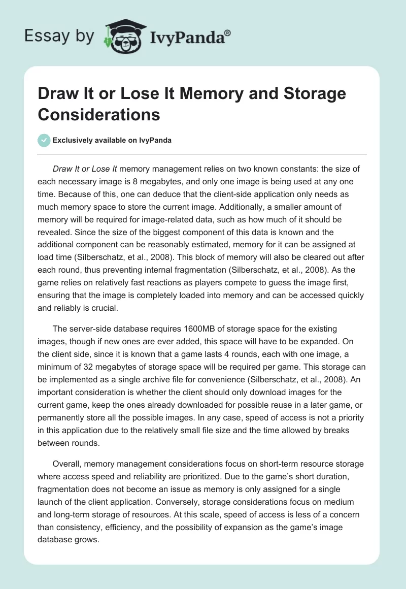 Draw It or Lose It Memory and Storage Considerations. Page 1