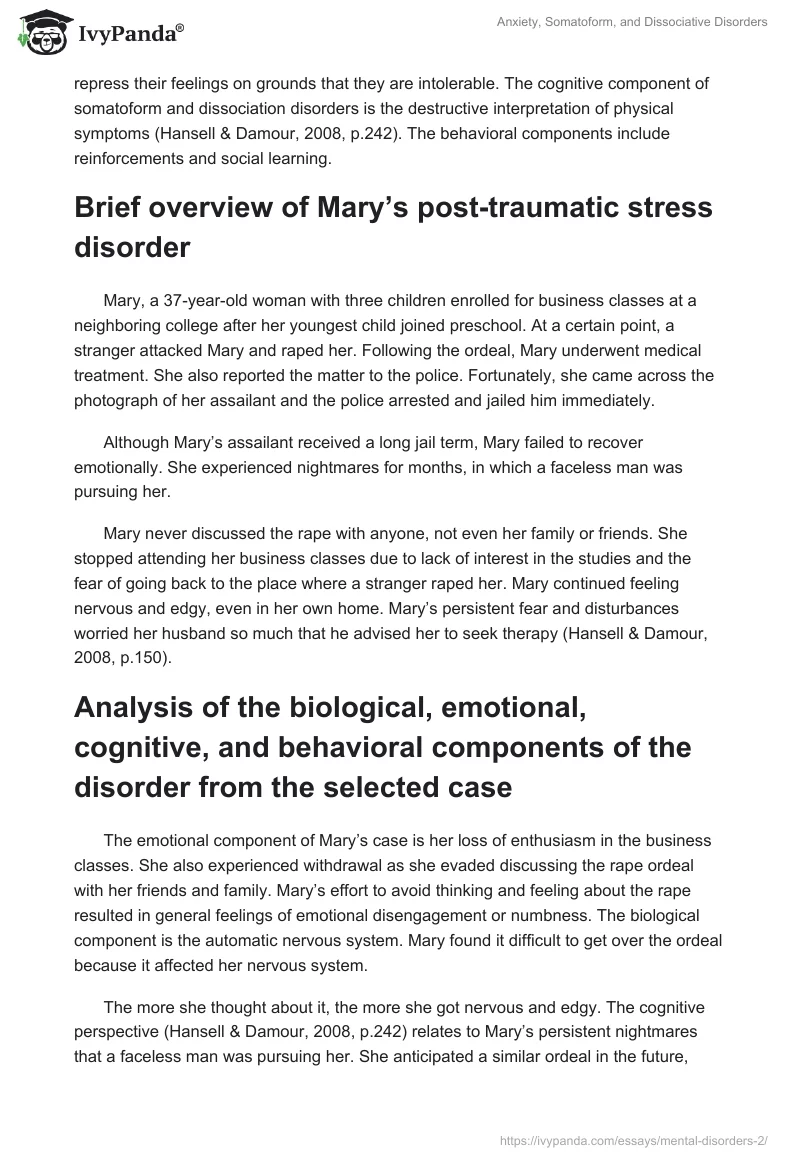 Anxiety, Somatoform, and Dissociative Disorders. Page 3