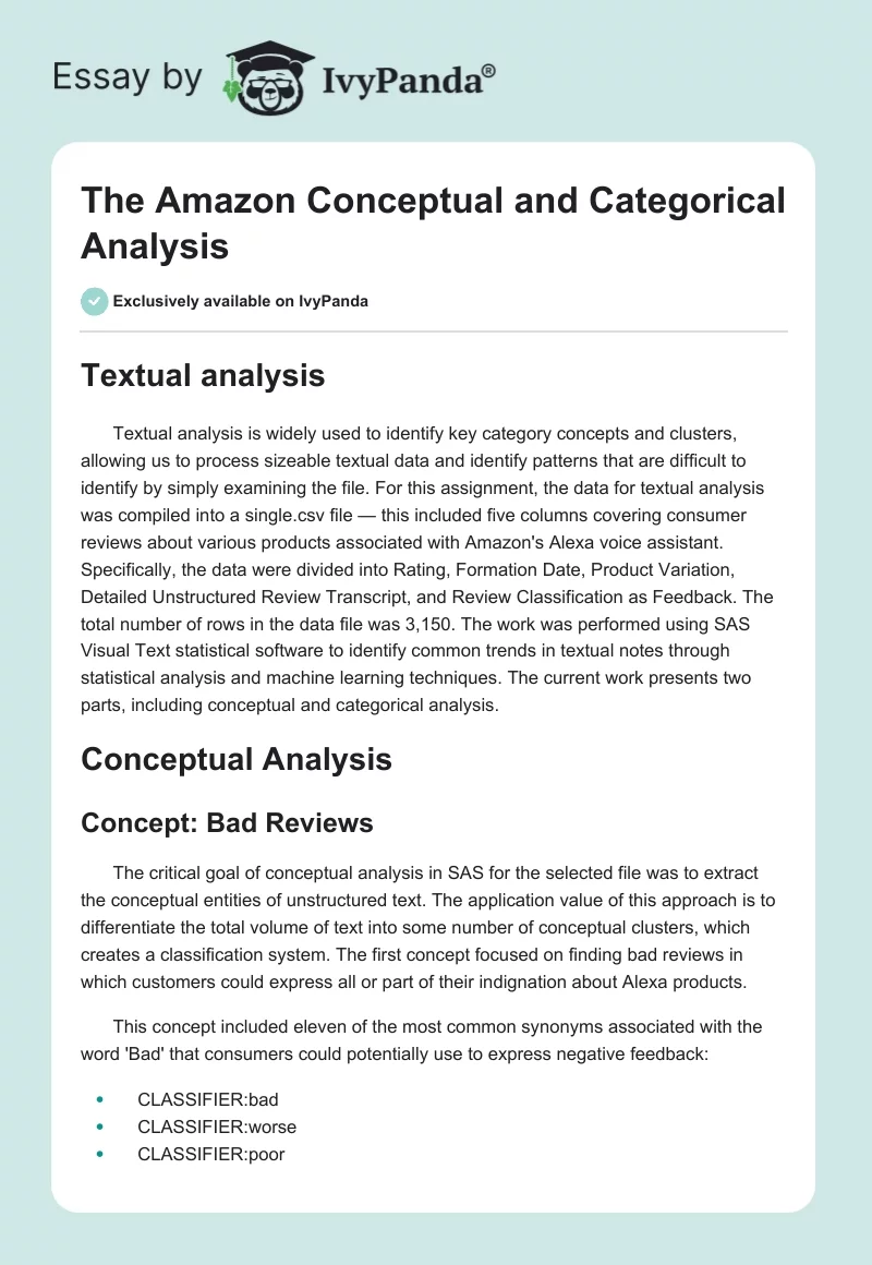 The Amazon Conceptual and Categorical Analysis. Page 1