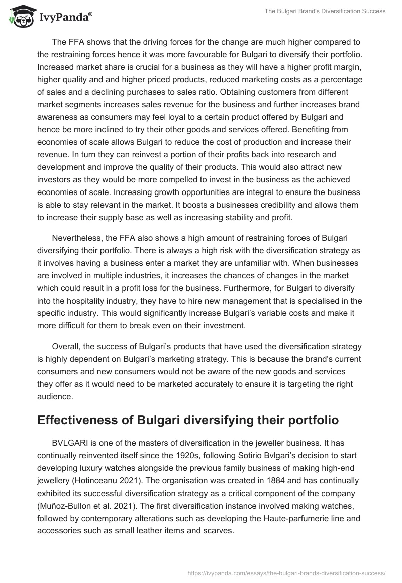 The Bulgari Brand's Diversification Success. Page 5