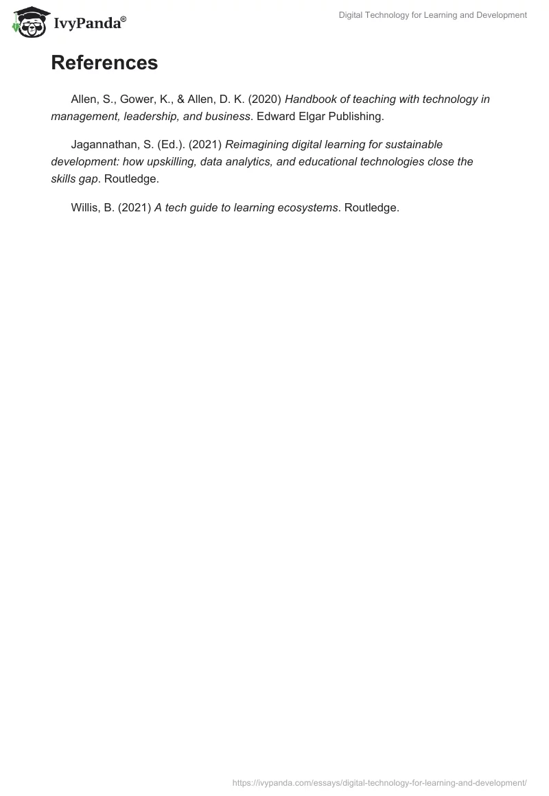 Digital Technology for Learning and Development. Page 5